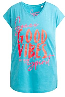 SOCCX Damen Ärmelloses Shirt mit V-Ausschnitt und Prints