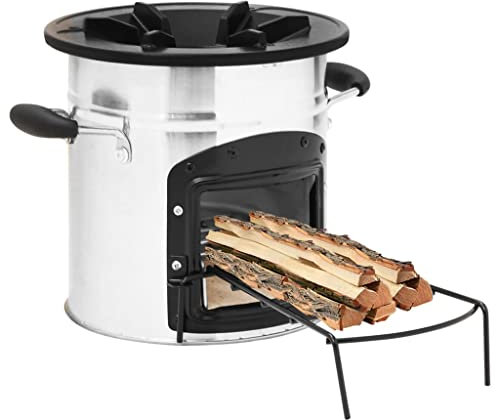Stufa a legna da campeggio argento 45,5 x 33 x 25,5 cm in acciaio inox Camini per casa e giardino