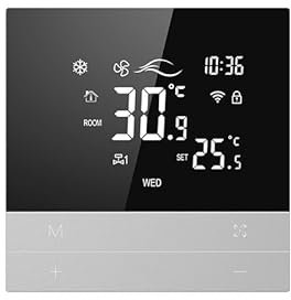 NRDHGS AVATTO Tuya WiFi Smart Central Air Conditioner Thermostat Heating & Cooling Control + 3 Speed Fan Adjustment Compatible with Alexa/Google Home Smart Home Thermostat(2 Pipe Wifi)