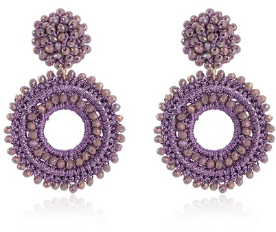 Große Boho Ohrringe Hängend für Damen Handgewebte Vantage Leichte Statement Ohrringe mit Perlen Modische Geschenke Schmuck