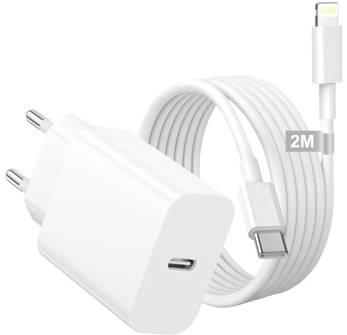 Chargeur iPhone avec Câble Lightning 2M [Certifié Apple MFi], 20W Chargeur USB C Rapide Chargeur iPhone Prise Secteur USB C Adaptateur Chargeur Rapide pour iPhone 14/13/12/11/ Pro Max/XS/SE/X/8/iPad