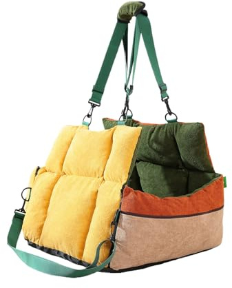 Welpen Autositz Mit Taschen Und Sicherheitsgurt Weiches 2-in-1 Bett