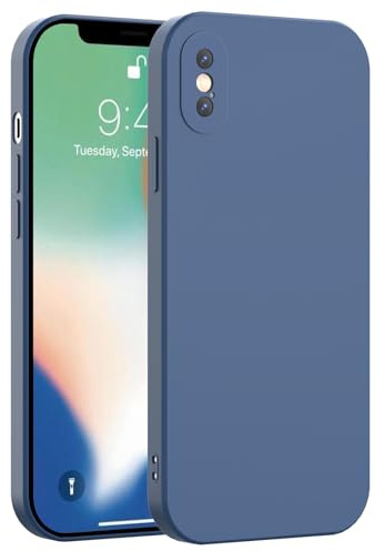 Honara Silicone Case for iPhone X/iPhone XS, Full Camera Protection, Slim Liquid Silicone Phone Bumper Cover, Soft Touch, Antiskid, DustProof, Drop-Resistant, Anti-Scratch Cases (Dark Blue)