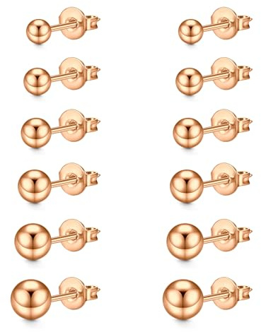 LAURITAMI Orecchini Set 3-8mm Zirconia intarsiato orecchini, 20G chirurgico in acciaio medico Stud orecchini cartilagine per le donne e gli uomini gioielli piercing multipli