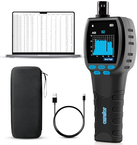 CF‑60 PP Professionale qualità aria misuratore con grafici dei dati sul dispositivo e report esportabili, rilevatore portatile 16 in 1 per AQI, CO2, TVOC, HCHO, PM2.5/10/1.0, polline ecc