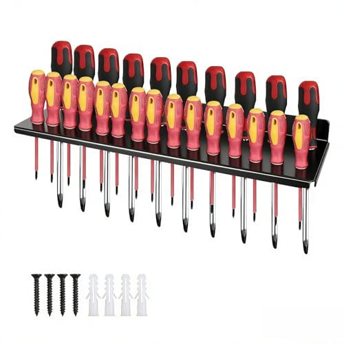 Porte Outils Mural - Support Tournevis en Métal avec 25 Emplacements - Rangement Pratique et Espace Optimisé pour Garage, Atelier et Travaux
