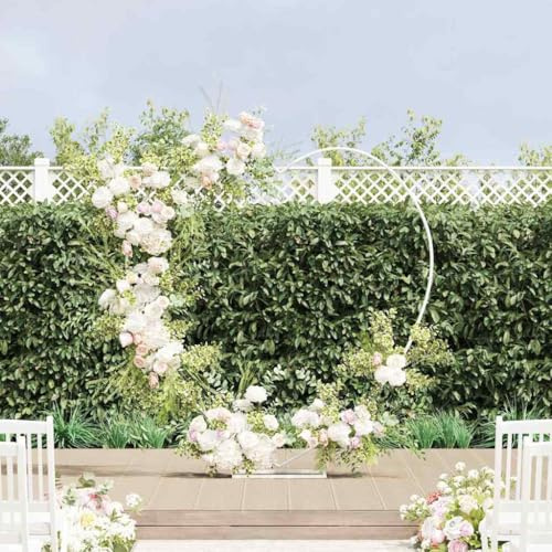 Runheo Hochzeitsbogen Weiß Stahl 195 x 35 x 211 cm mit herzförmigem Design für Outdoor Garten Balkon Hochzeit Deko Durchgang Rankhilfe Pergola Stütze Ranken