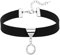 Daesar Choker Halskette Schwarz Samt, Kropfband Damen Charms Anhänger O-Ring mit Zirkonia Tattoo Choker Kette Verstellbar 31.5+8CM