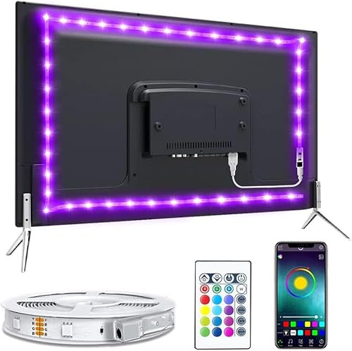 Nexlux LED Lights for 58 Inch TV,Backlight 8.2ft USB LED Light Strip Indoor Use APP Controlled with Remote, DIY Colors TV LED for Gaming Lights,Ambient Lighting Kit