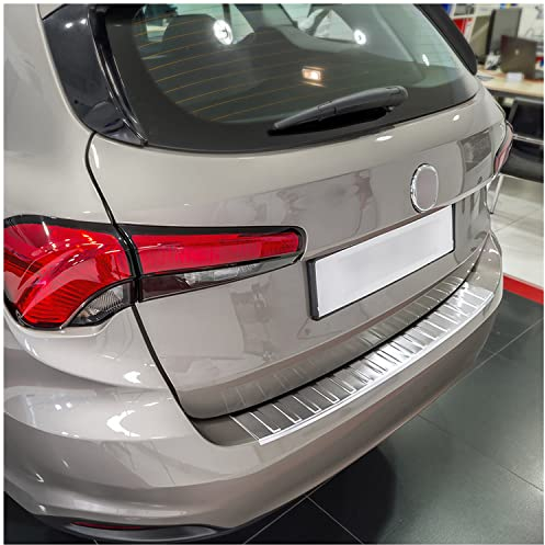 teileplus24 L601 Protezione Paraurti Acciaio inox per Fiat Tipo Combi 356 2016- Con bordo, Colore:Argento spazzolato