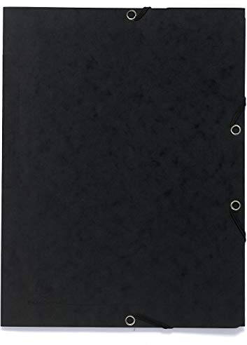 Exacompta 55401E 25er Pack Premium Einschlagmappe. Aus Colorspan-Karton DIN A4 mit 2 Gummizügen und 3 Klappen schwarz Sammelmappe Dokumentenmappe ideal für Büro und Schule