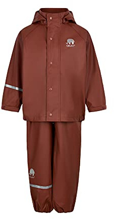 Celavi Unisex Kinder Basic Rainwear Set-solid PU Regenjacke, Tortoise Shell, 140