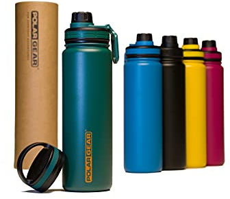 Hydra Surge Stainless Steel Reusable Water Bottle -700ml, Vacuum Insulated, Double Wall, Metal Leakproof Flask, 2 Separate Lids, Keeps Hot For 12 Hours, Cold for 24 Hours, For Sports, Gym, Work -Green