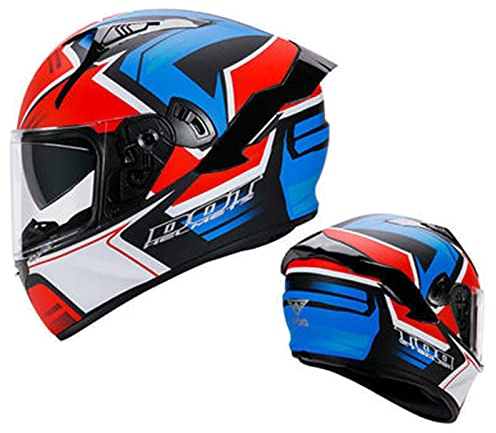 Integralhelme Flip-Up Motorradhelm Rollerhelm Erwachsener Herren & Damen Jet Helm Sturzhelm Full-Face Motorcycle Helmet DOT Zertifizierung Modular-Helm Klapphelm ,Blau,M