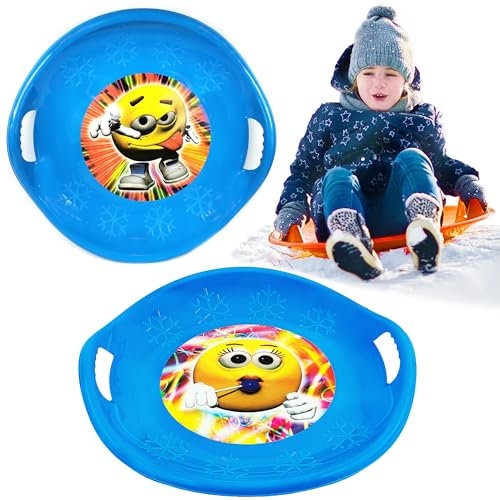 Tellerschlitten Rodelteller Rutschteller Schneerutscher Schneegleiter Winter (Blau)