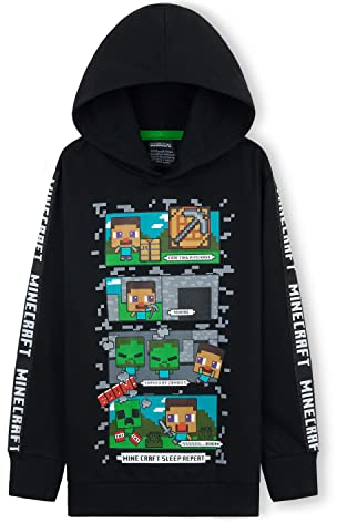 Minecraft Hoodie for Boys and Teenagers - Creeper Boys' Hoodies 5-14 Years - Gaming Gifts for Boys (7-8 Years, Black/Multi)