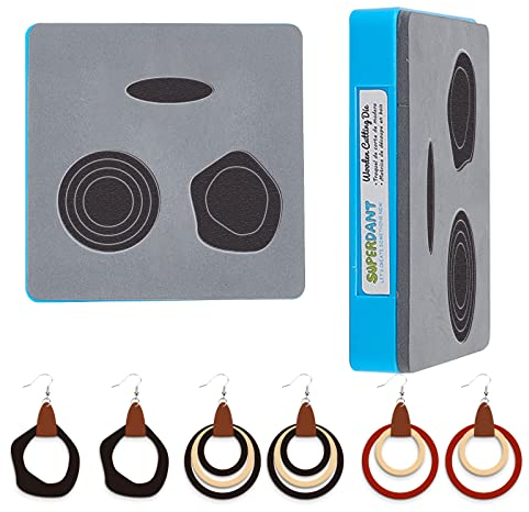 SUPERDANT Unregelmäßige Kreis Leder Stanzform Creolen Ohrring Prägung Holzstanze Leder Schneidemaschine Schablone Stanzungen Mit Kunststoff Schutzbox Und EVA Schaum
