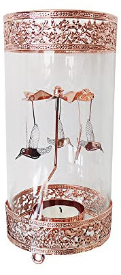 kingnero Drehbarer Kerzenhalter, drehbarer Kerzenhalter aus Glas, Teelichthalter für Tischdekoration, Weihnachten, Valentinstag, Party, Dekoration und Geschenk (rundes Glas und Kolibri)