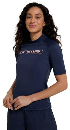 Animal Daisy Womens Logo Rash Vest - UPF 50+, Chlorine & Saltwater Resistant - Best for Beach, Swimming, Pool, Diving, Water Sports Navy Women's Size 6