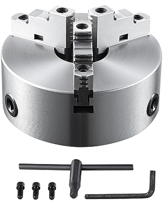 VEVOR Mandrino a 3 Ganasce per Tornio Mandrino Autocentrante Materiale in HT300 Diametro 200 ± 5 mm, Mandrino per Tornio a 3 Griffe Gamma di Serraggio 4-85mm, Mandrino Autocentrante per Tornio 200mm