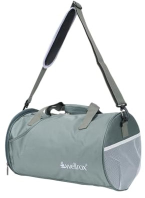 WELLROX Seesack, Turnbeutel, Turnbeutel Damen, Gym Duffle Bag für Frauen, Damen Turnbeutel, Workout-Tasche, Gym Tote Bag, Gym Bag mit Schuhfach Damen, Grau (Cool Grey), Duffle