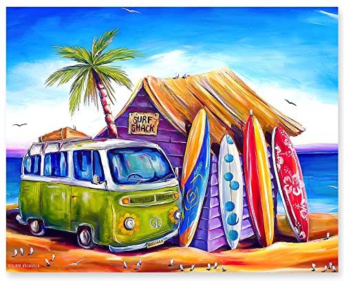 gelrovaled Peinture par Numéros pour Adulte, DIY Peinture Acrylique pour Adultes débutants Facile sur Toile 40×50 cm avec peintures et pinceaux, Surf Beach(sans Cadre)