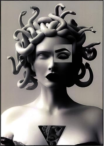 KUSTOM ART Bild im Vintage-Stil Serie Berühmte Medusa griechische Mythologie Druck auf Holz 30 x 21 cm.