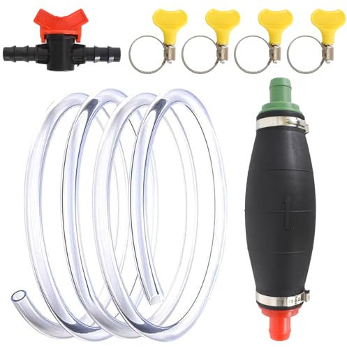 Handpumpe-Tragbare Kraftstoffpumpe mit 16mm Durchmesser inkl. Flüssigkeitsregler und 2m PVC Schlauch, ideal für Wasser, Diesel, Benzin, Öl - Handpumpe zum einfachen Umfüllen von Flüssigkeiten