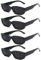 Unning 4 Stück Schwarze Vintage Rechteckige Sonnenbrille Damen 90er Retro Sonnenbrillen Set Trendy Brille für Damen