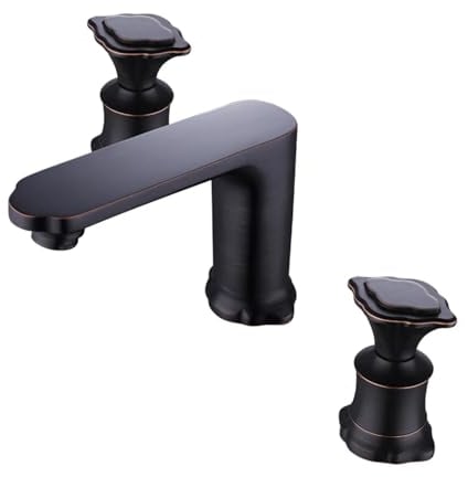 Badezimmer-Waschtisch-Messing-Wasserhahn, Drei-Loch-Wasserhahn, Luxus-Waschbecken, heiße und kalte gemischte Dusche, Waschbecken-Wasserhahn (Color : SJS280-20A)