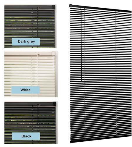 Lister Cartwright 25mm PVC Venetian Blinds Windows Blind Easy Fit Child Safety Included (Black, 115 cm Width x 160 cm Drop)