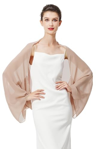 BEAUTELICATE Chiffon Schal Stola Damen Festlich Elegante Schultertuch Bolero Shrug mit Ärmel für Abendkleider Brautkleider Sommer Hochzeit (Staubiges Rosa, Einheitsgröße)