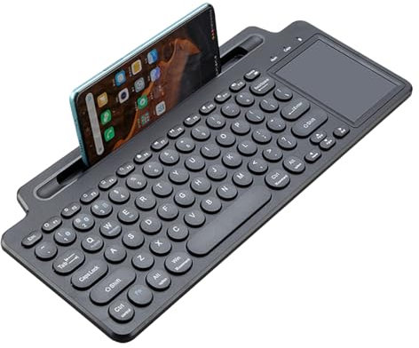 UATARU Bluetooth Keyboard with Tablet/Phone Holder, Universal Wireless Keyboard with Touchpad for Andriod iOS Windows Tablet ipad Mobile Phone PC Laptop Desktop (with Touchpad)