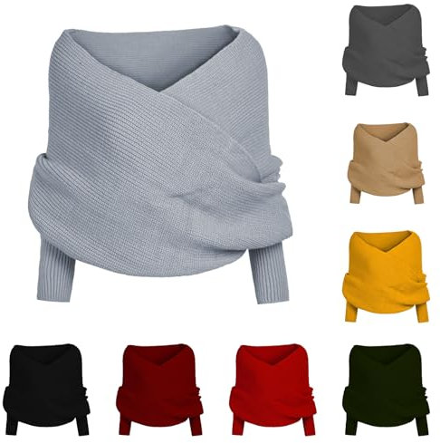 Pullover Schal Mit Ärmeln - Winter Warm Gestrickte Plus Size Damen Stricken Wickelschal Sweater Handschuhe Mode Winterschal Für Alle Damen Und Frauen