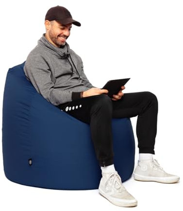 PATCH HOME Sitzsack Tropfenform – Beanbag - Mit Styropor-Füllung, Wasserabweisend, für Indoor & Outdoor, für Kinder und Erwachsene (Marine, Jumbo)
