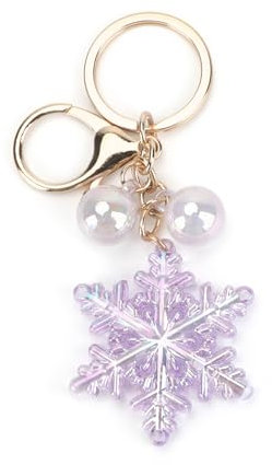 MUCOOS Weihnachts Schlüsselanhänger, süßer Schlüsselanhänger mit funkelndem lila Schneeflocken Design, Geschenk für Frauen, Glücksbringer für Freunde,süße geschenke,personalisierte schlüsselanhänger