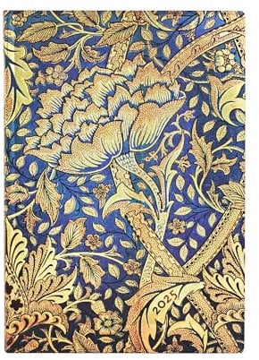 Morris Windrush (William Morris) Midi 12-month Horizontal Softcover Flexi Dayplanner 2025 (Elastic Band Closure): tydzień na dwóch stronach, zamykany na gumkę, papier 100 gsm