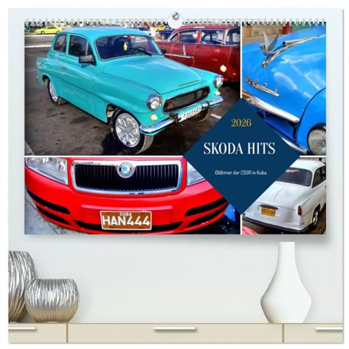 SKODA HITS - Oldtimer der CSSR in Kuba (hochwertiger Premium Wandkalender 2026 DIN A2 quer), Kunstdruck in Hochglanz: Verschiedene Modelle von Skoda in Kuba (CALVENDO Mobilitaet)