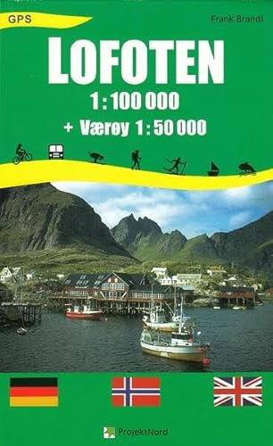 Lofoten: 1:100.000 + Værøy 1:50.000 - Touristische topographische Wanderkarte Norwegen