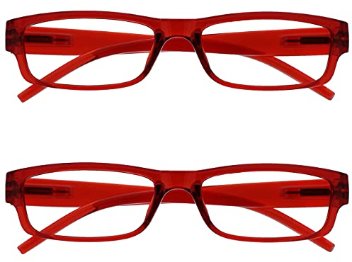 OPULIZE Die Lesebrille Unternehmen Rot Leicht Komfortables Leser Wert 2er-Pack Herren Frauen RR32-Z +2,00