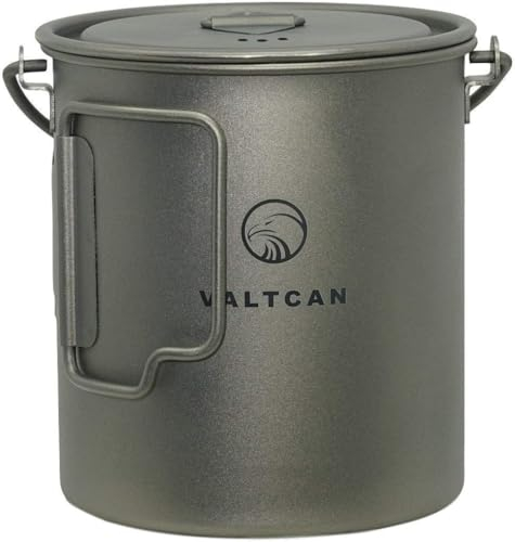 Valtcan 750ml Titanium Pot Backpacking Camping Open Fire Mug Cup with Lid and Stuff Sack