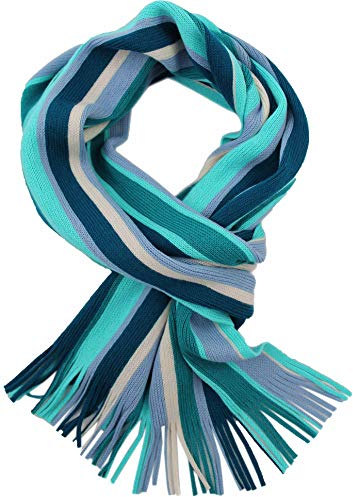 Rotfuchs Herrenschal Schal Strickschal Winterschal angenehm warm und soft Streifen Wolle (185 x 27 cm, Grün & Petrol) R664