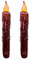 CVHOMEDECO. Real Wax Hand Dipped Battery Operated LED Timer Taper Candles Country Primitive Flameless Lights Décor, 6.75 Inch, Burgundy, 2 PCS in a Package