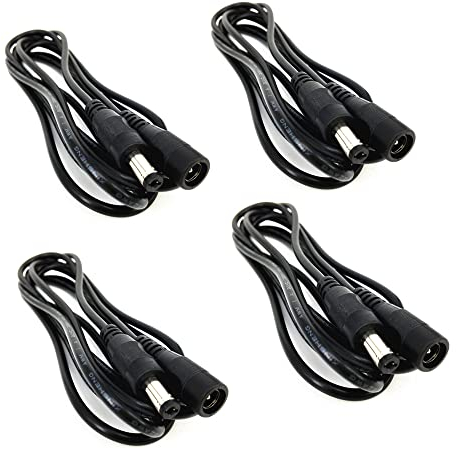 HUABLUE 4pcs/Pack 2m/6.56ft schwarz 5,5mm x 2,1 mm DC Strom Stecker Zum Buchse Verlängerung Anschlusskabel Kabelï¼ŒDC Verlängerungskabelï¼Œdc verlängerung ï¼Œstecker dcï¼Œstromstecker
