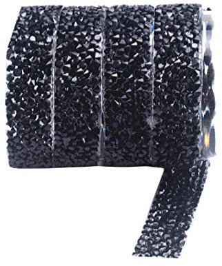 Yalulu 2 Yards Glitter Tape Sparkle Tape glänzend Masking Acrylrhinestone Klebeband klebrige DIY Tape, Geschenk Tape für Home Brautkleid Guertel Dekoration Kunsthandwerk Projekt (Schwarz)