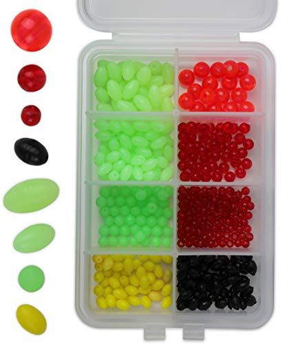 Gummiperlen Plastikperlen in Sortimentsbox zum Angeln, teilweise selbstleuchtend, Farbe :Mehrfarbig