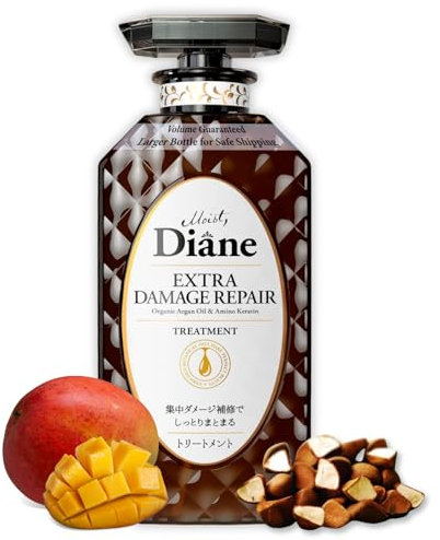 Moist Diane Keratin-Haarkur für geschädigtes und gefärbtes Haar, für Damen und Herren, Bio-Haarspülung von Arganöl und Mangoöl aus Japan, silikon- und sulfatfrei, 400 ml