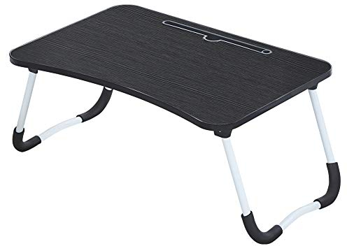 TUKAILAI Foldable Laptop Desk Dorm Portable Laptop Bed Table with Foldable Legs and Phone Slots Reading Holder for Eating Breakfast Reading Studying on Bed Couch Sofa Computer Bed Tray Black