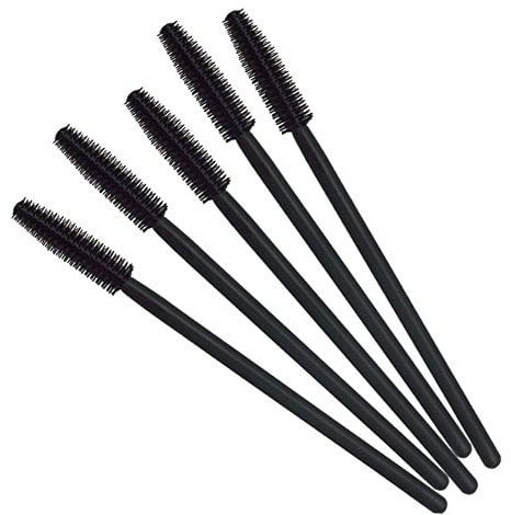 KOLIGHT Pack of 100pcs Colorful Disposable Mascara Brush Silicone Head Wands Applicator Makeup Eye Lash Brush Kits (Black)