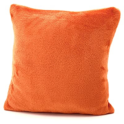 heimtexland ® Flanell Kuschel Kissen Super Soft Dekokissen Plüsch Typ380 Kissenhülle Orange 48x48 cm